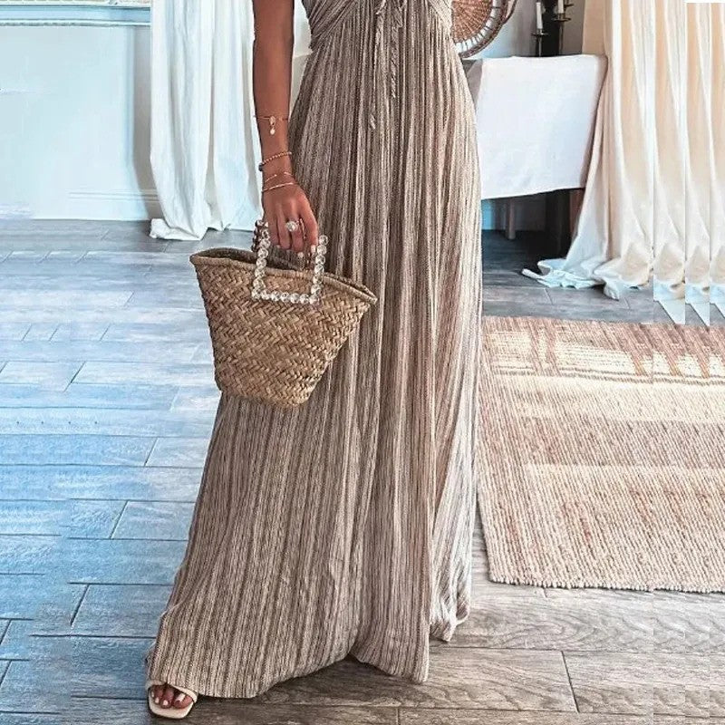Dames Jurk - Geplooid Ontwerp - Maxi-Lengte - Lichtgewicht Stof