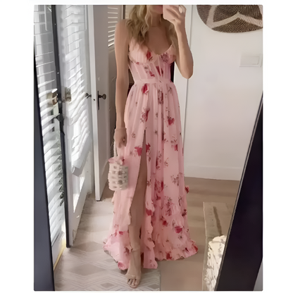 Dames Jurk - Elegante Bloemenprint - Mouwloos Design - Lichtgewicht Stof


