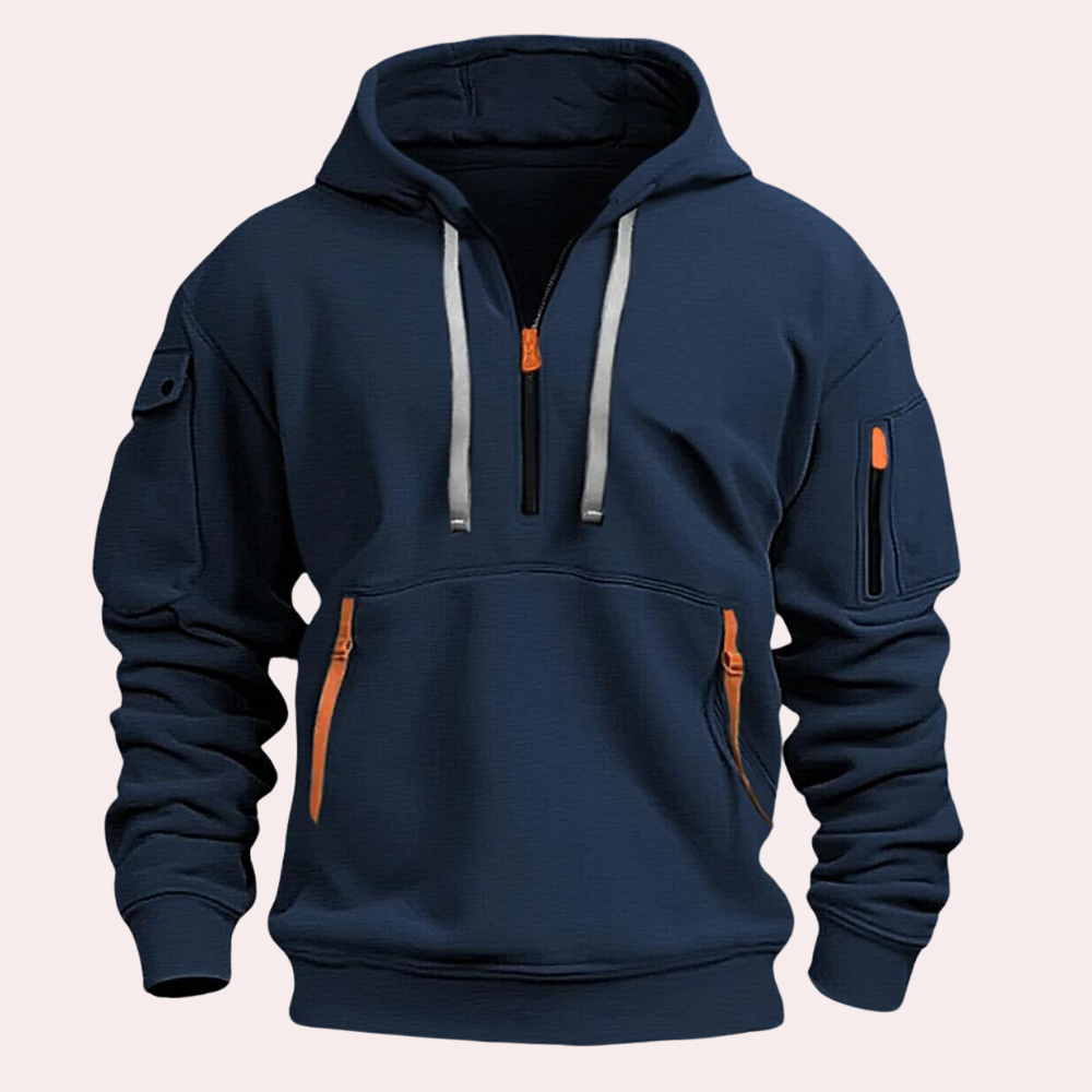 Zwarte Hoodie Heren Met Rits-4