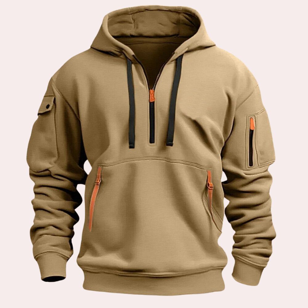 Zwarte Hoodie Heren Met Rits-3