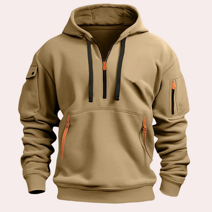 Zwarte Hoodie Heren Met Rits-3