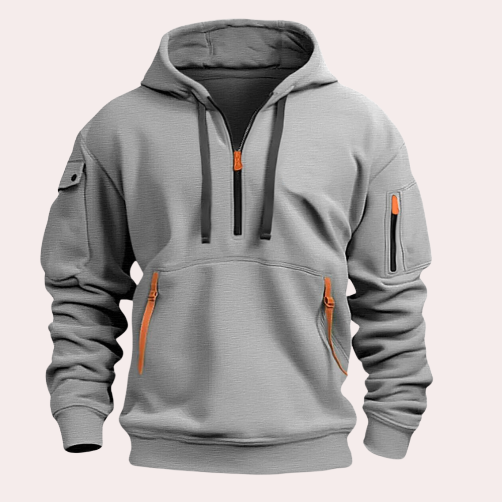 Zwarte Hoodie Heren Met Rits-1