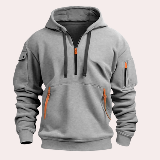 Zwarte Hoodie Heren Met Rits-1