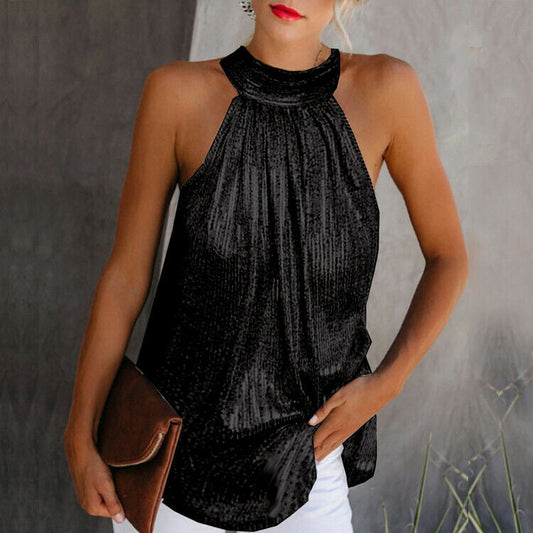 Glinsterende Halter Top Dames-1