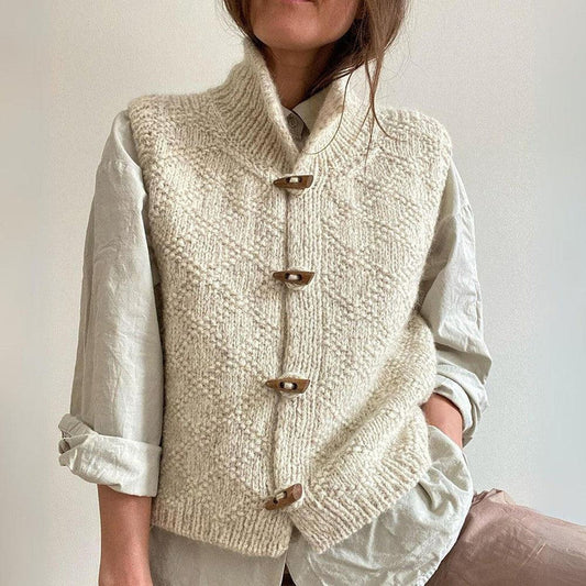 Dames Gilet - Handgebreid Wol - Knoopsluiting