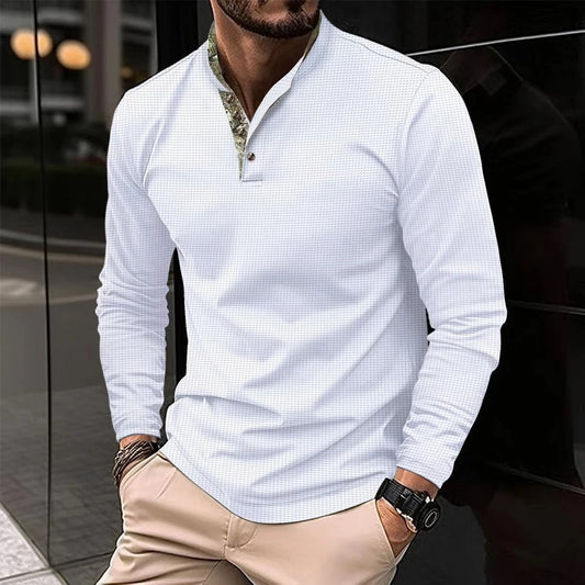 Heren Casual Lange Mouw Henley Shirt | Slim Fit, Lichtgewicht, Knoopkraag, Ademend Materiaal