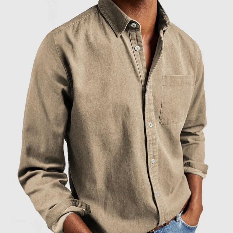 Heren Denimshirt Lange Mouwen-1