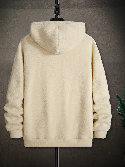 Heren Fleece Halve Rits Hoodie | Warme Casual Pullover met Capuchon