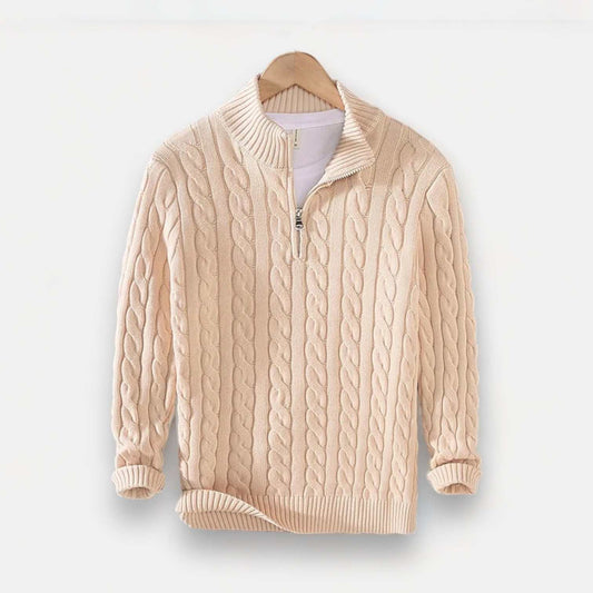 Heren Kabelgebreide Half-Zip Trui
