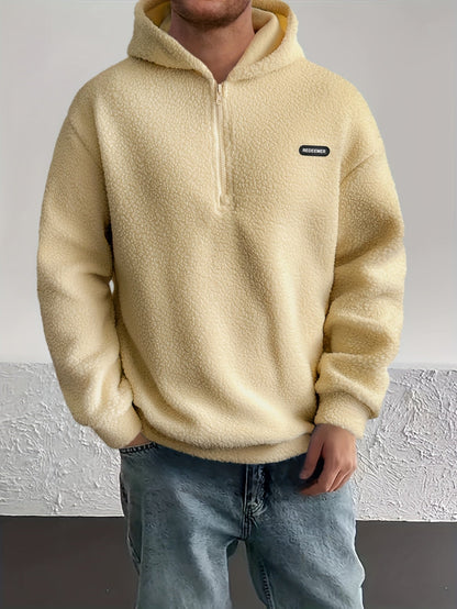 Heren Sherpa Fleece Hoodie | Halve Rits Casual Pullover
