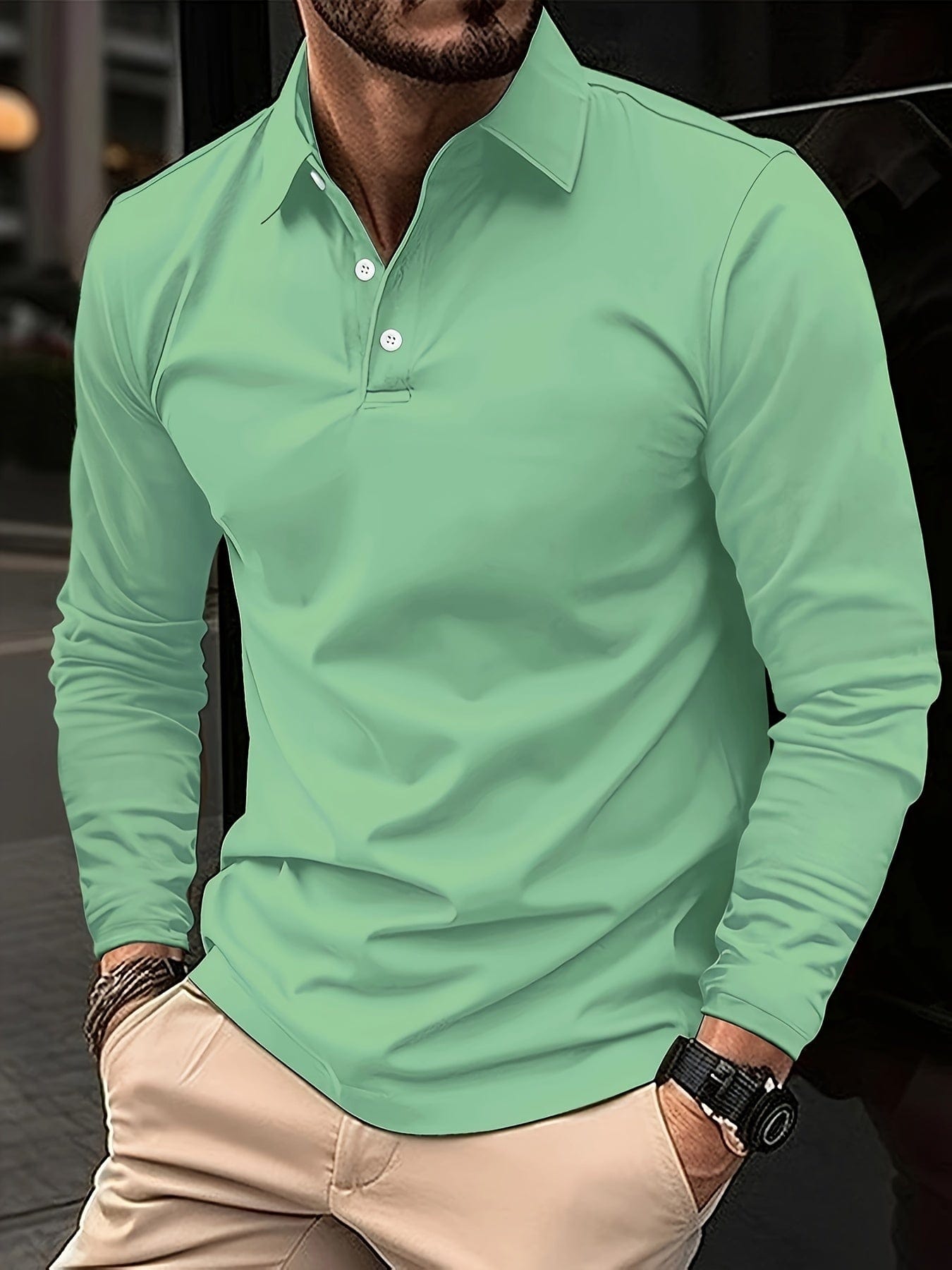 Variant image for Heren T Shirt Longsleeve Kraag-37