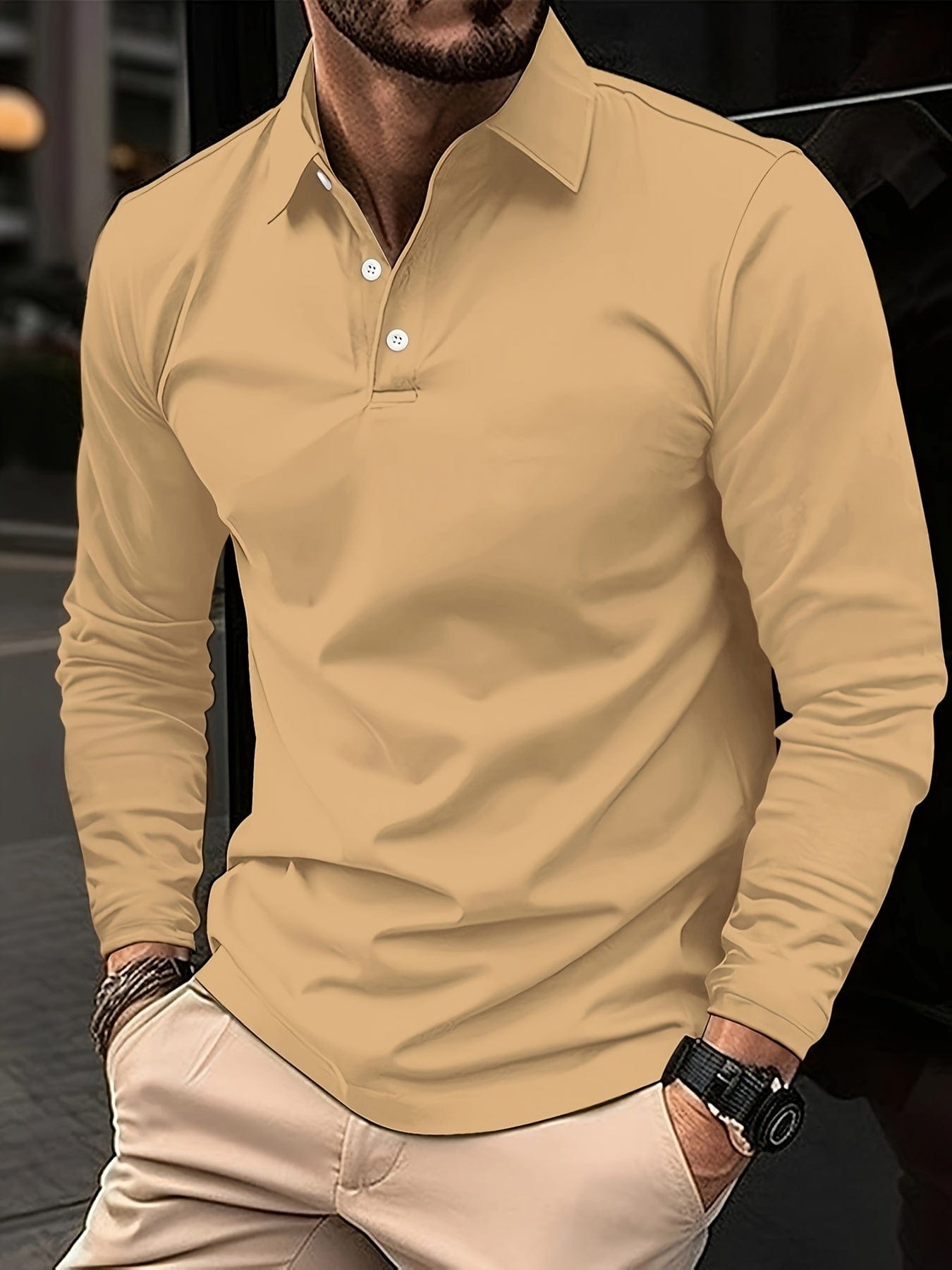 Variant image for Heren T Shirt Longsleeve Kraag-13