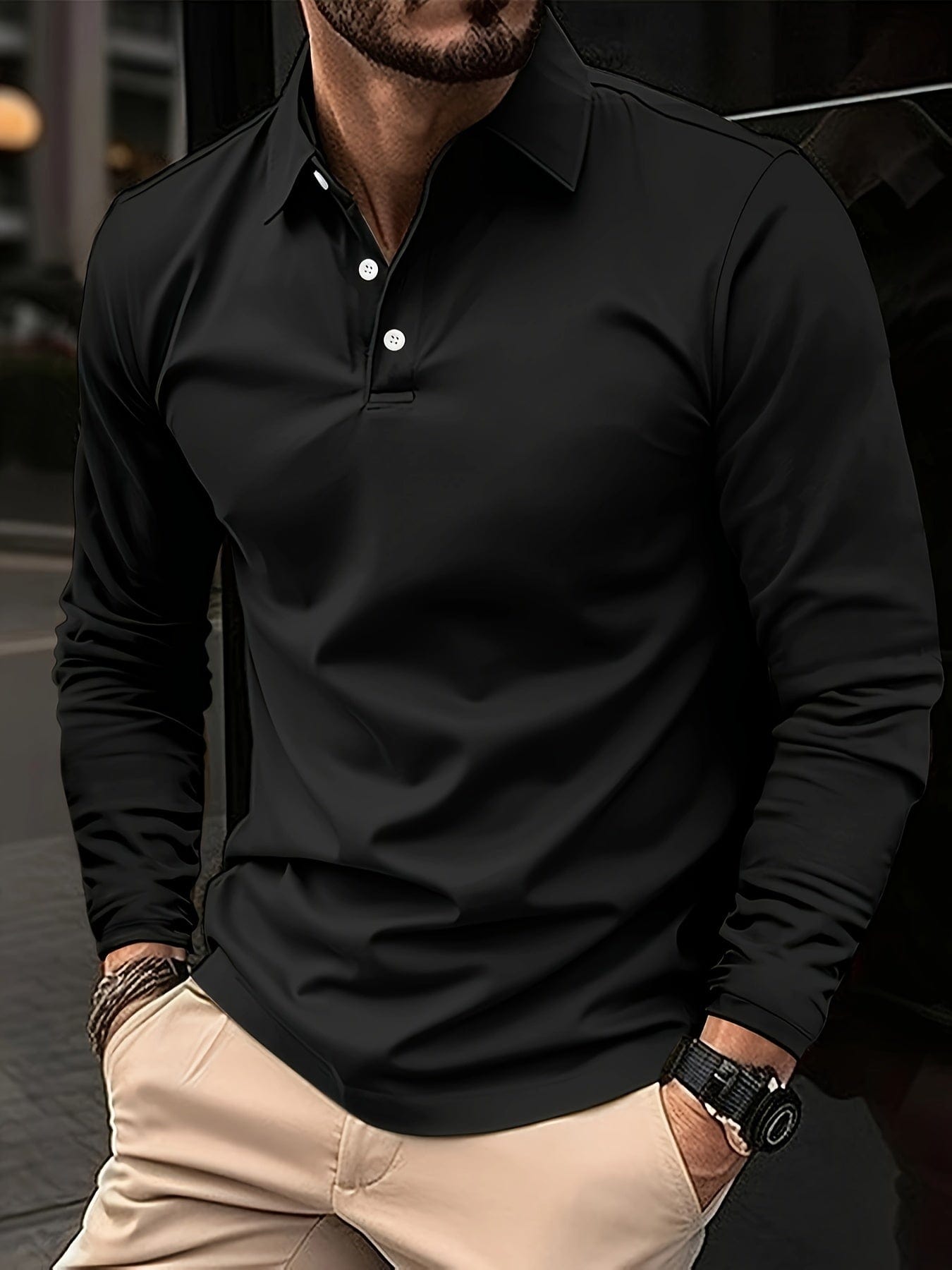 Variant image for Heren T Shirt Longsleeve Kraag-7