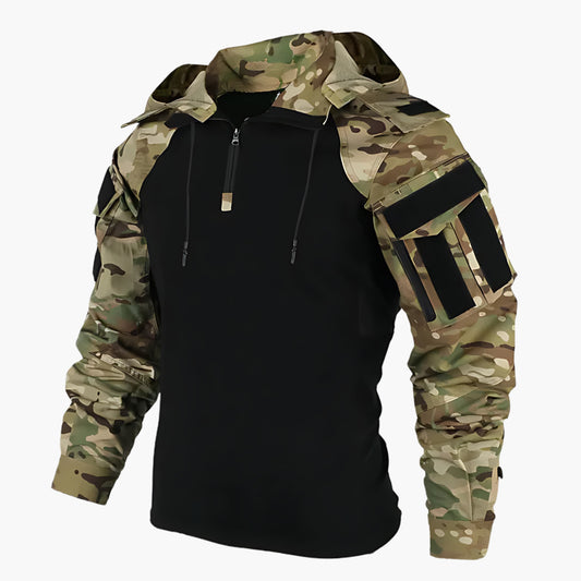 Heren Tactical Half-Zip Hoodie | Lichtgewicht Gevechtsstijl Hoodie met Verstelbare Capuchon