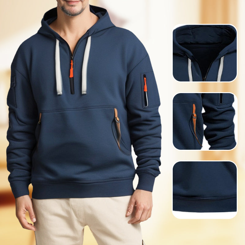 Heren Tech Hoodie | Ritszakken, Halve Rits, Verstelbare Trekkoord, Casual Sportieve Pasvorm