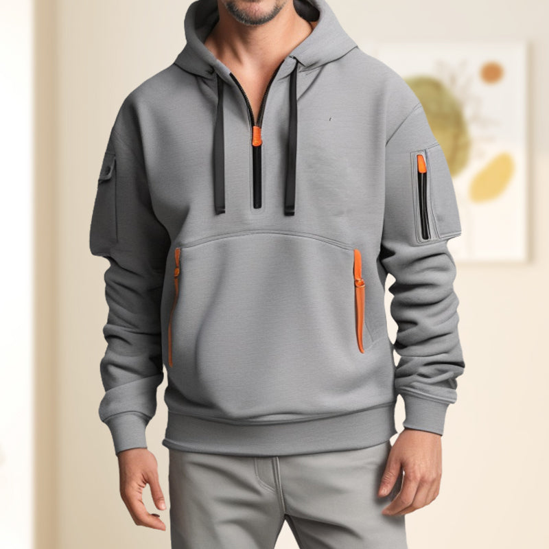 Heren Tech Hoodie | Ritszakken, Halve Rits, Verstelbare Trekkoord, Casual Sportieve Pasvorm
