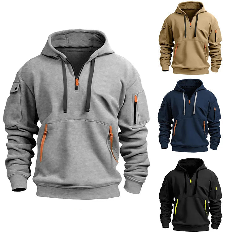 Heren Tech Hoodie | Ritszakken, Halve Rits, Verstelbare Trekkoord, Casual Sportieve Pasvorm