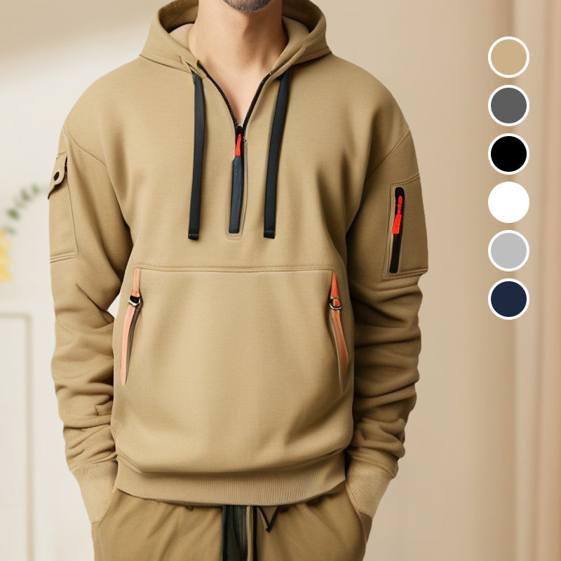 Heren Tech Hoodie | Ritszakken, Halve Rits, Verstelbare Trekkoord, Casual Sportieve Pasvorm