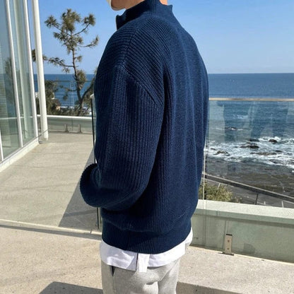 Herensweater met Rits en Geribd Breisel | Klassieke Casual Look