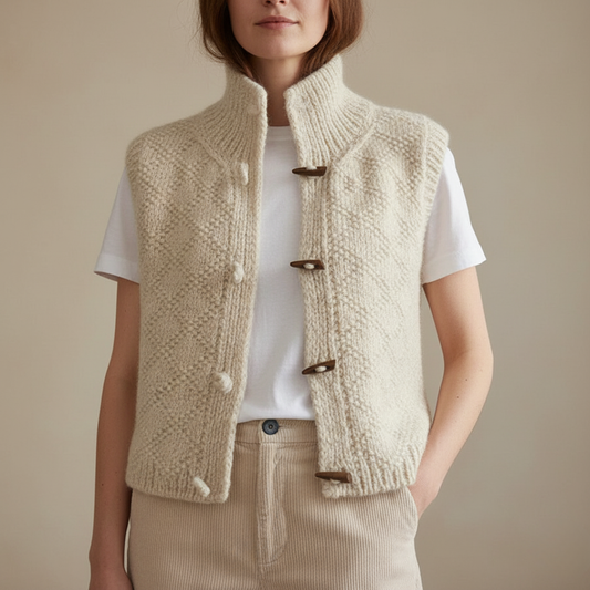 Dames Gebreid Wol Gilet | Mouwloos, Knoopsluiting, Warm, Casual Laagjeskleding