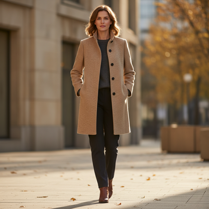 Dames Trenchcoat Wolmix Jas | Stijlvolle Winterjas