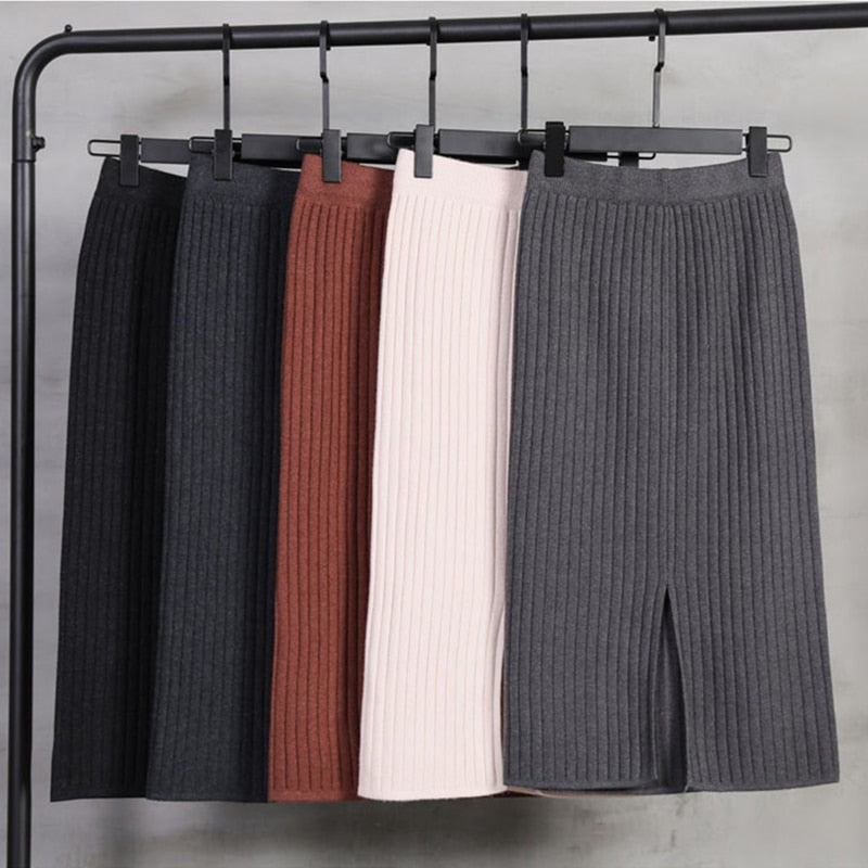 Lange Rok Dames met Flatterende Pasvorm voor Elke Gelegenheid - Comfortabele Ribgebreide Midi Rok-3