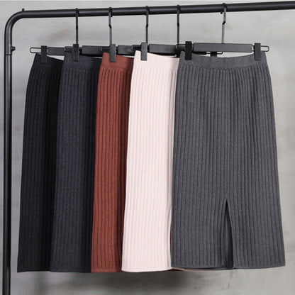 Lange Rok Dames met Flatterende Pasvorm voor Elke Gelegenheid - Comfortabele Ribgebreide Midi Rok-3