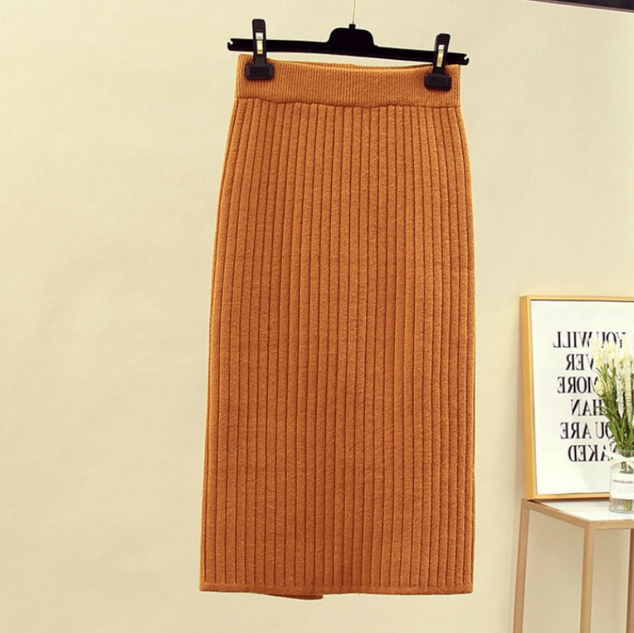 Variant image for Lange Rok Dames met Flatterende Pasvorm voor Elke Gelegenheid - Comfortabele Ribgebreide Midi Rok-10
