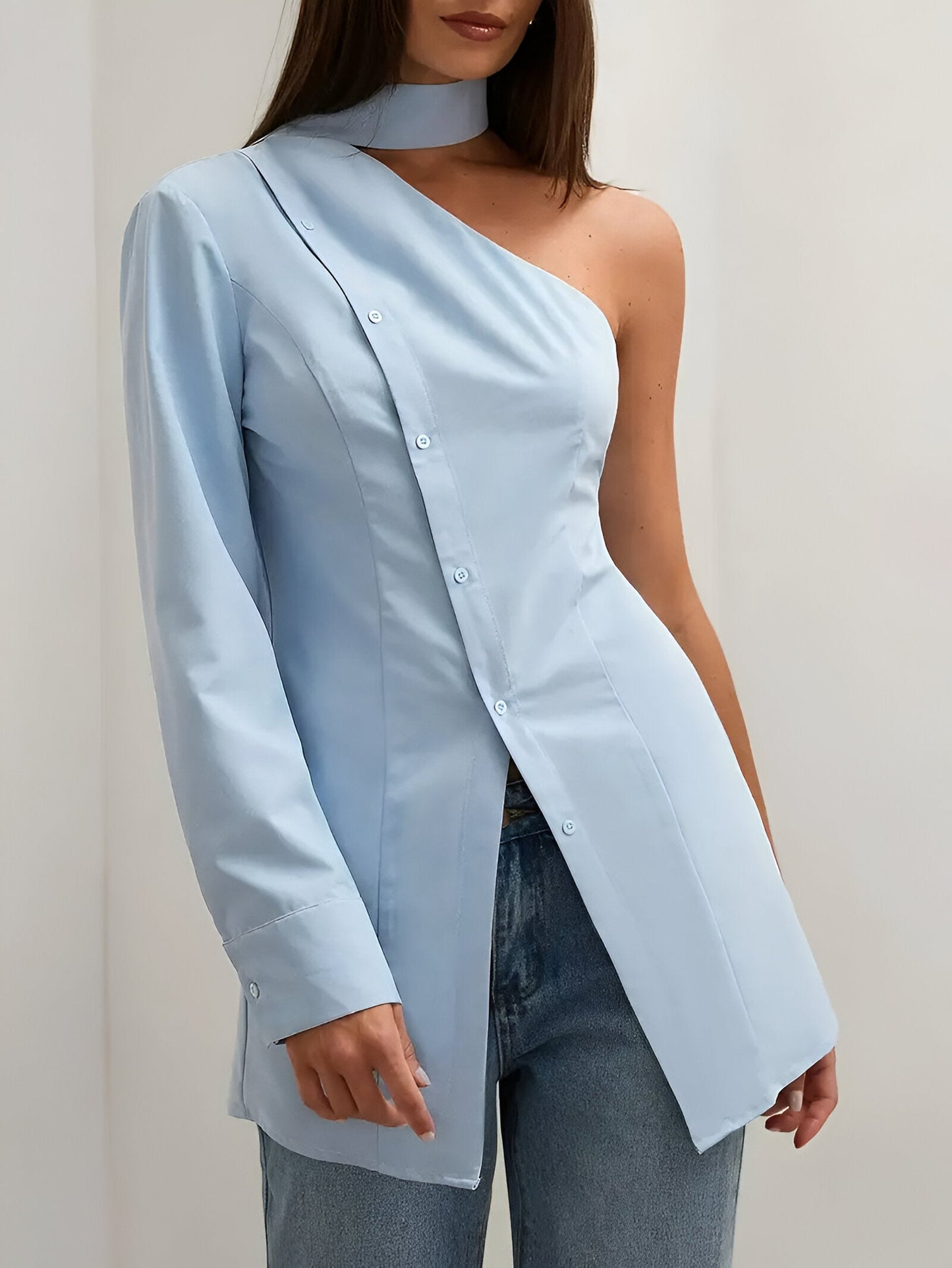 Luxe Dames Top Met One-Shoulder Design-2