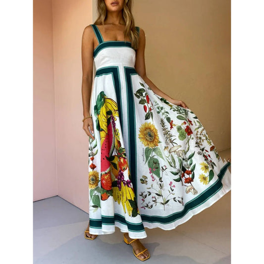 Maxi Jurk | Lange Zomerjurk Dames met Botanische Print | Anna