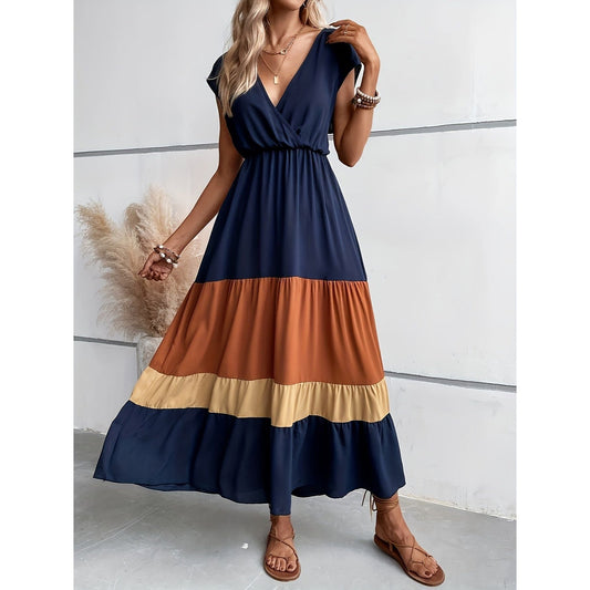 Maxi Jurk | Lange Zomerjurk Dames met V-Hals | Lisa