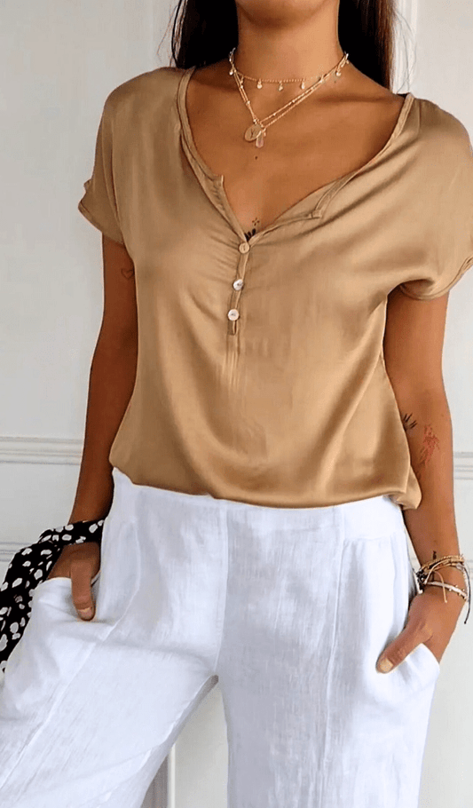 V-Hals T Shirt Dames Comfortabel-1