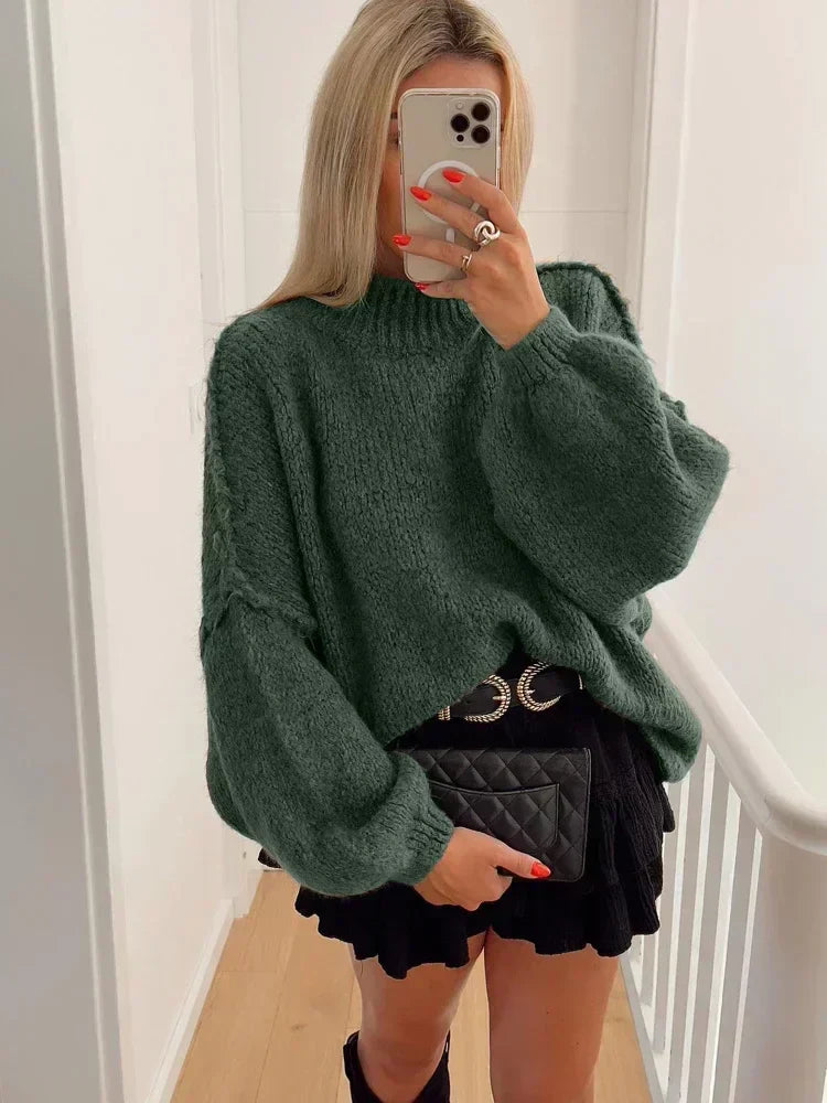 Oversized trui met pofmouwen – Comfort en elegantie
