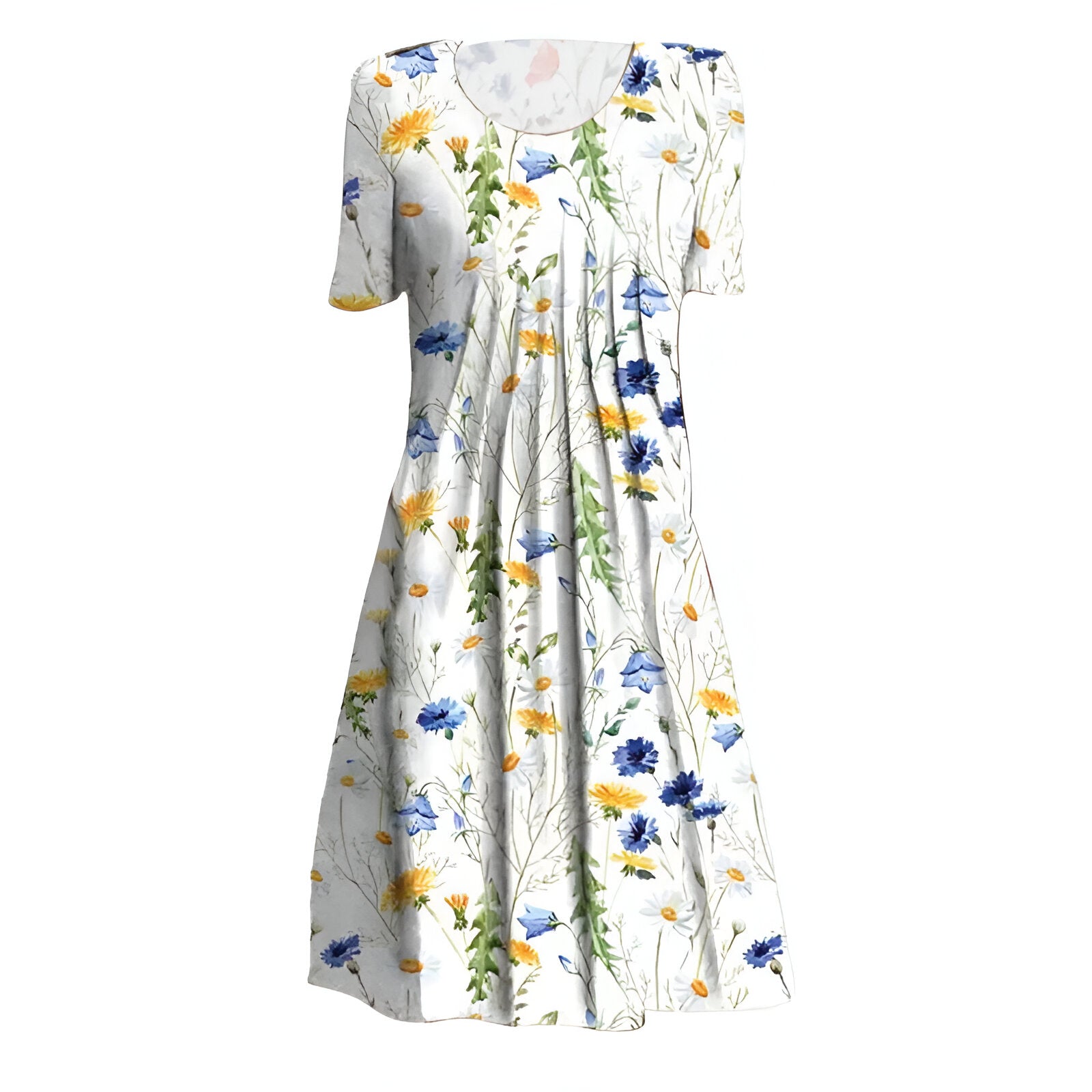 Dames midi-jurk – Bloemenprint – Ademende stof – Met zakken