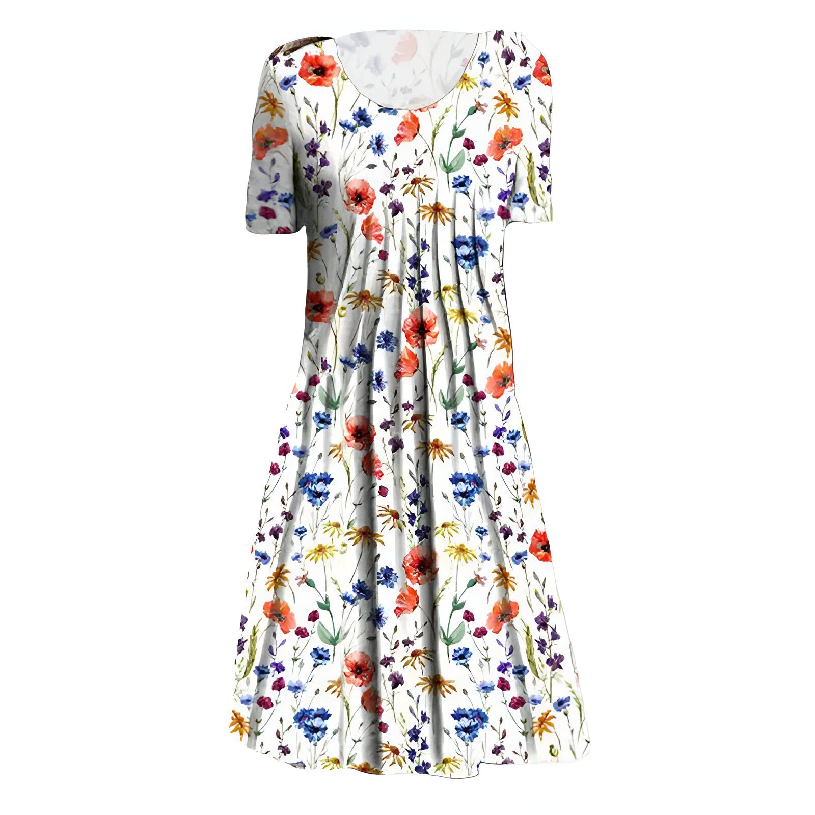 Dames midi-jurk – Bloemenprint – Ademende stof – Met zakken