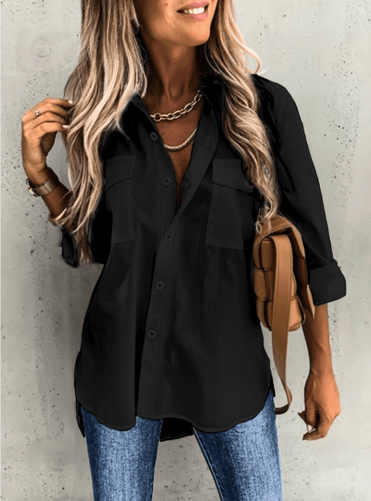 Witte Blouse Dames Met Lange Mouwen-1