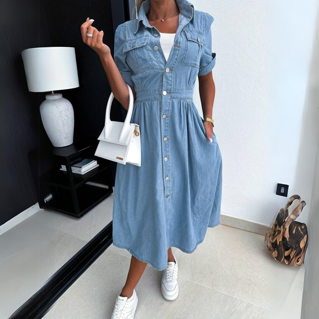 Stijlvolle Dames Denim Jurk-3