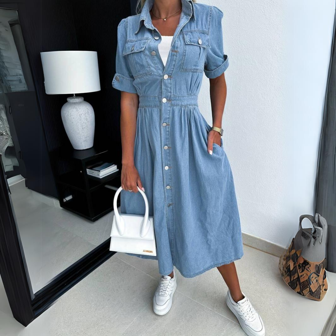 Stijlvolle Dames Denim Jurk-2