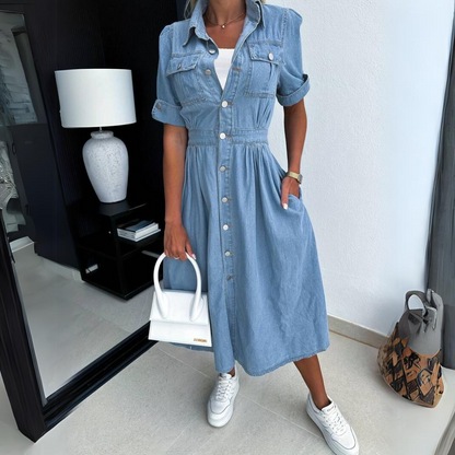 Stijlvolle Dames Denim Jurk-2