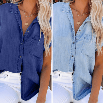 Stijlvolle Spijker Blouse Dames-4