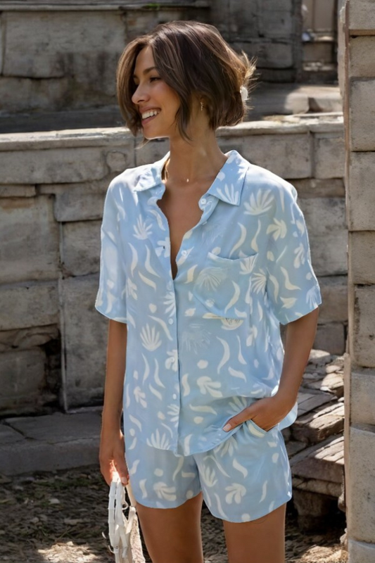 Tweedelige Set Dames: Borstvakhemd en Shorts-1