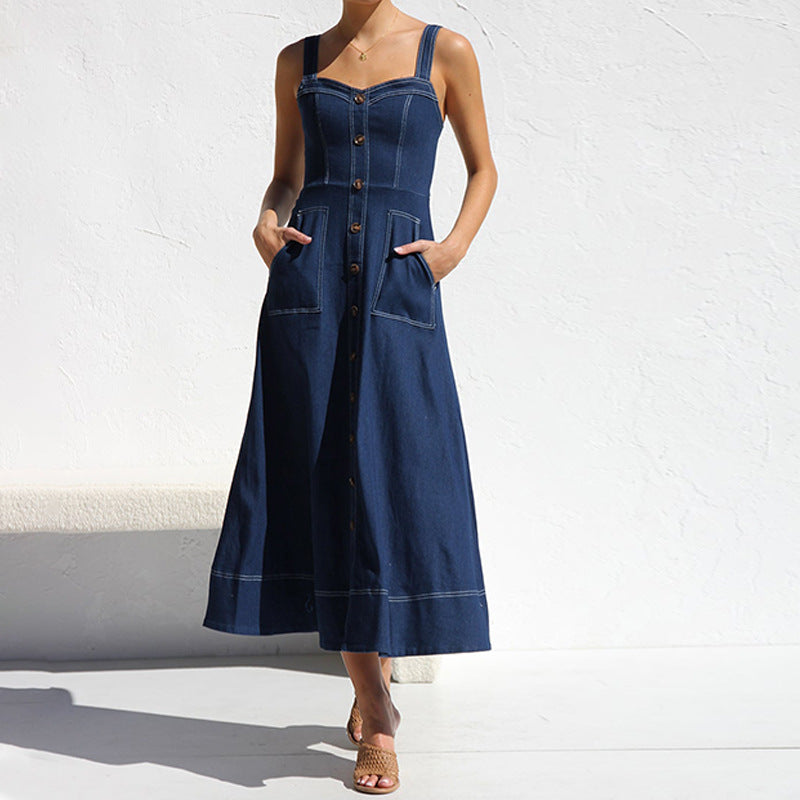 Vintage Denim Jurk Dames A-lijn-2