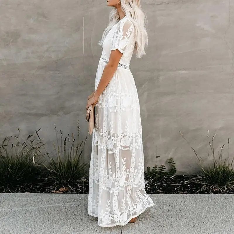 Witte Maxi Jurk Dames Zomer-3