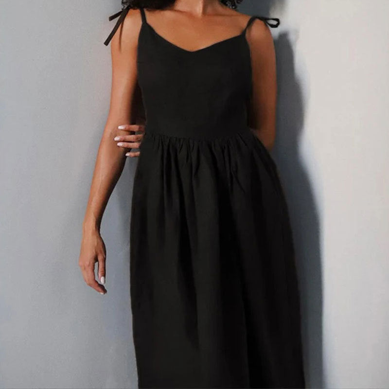 Variant image for Zomerjurk Dames | Midi-jurk Met V-hals En Open Rug | Lisa-9