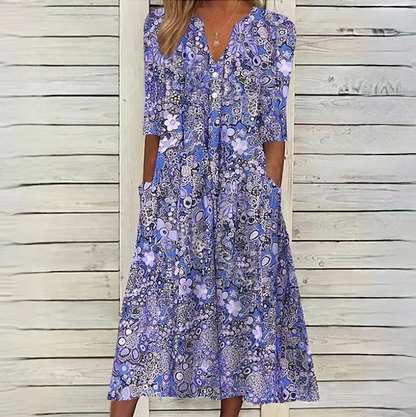 Zomerjurk | Jurken Dames Midi met Bloemenprint | Hannah-2