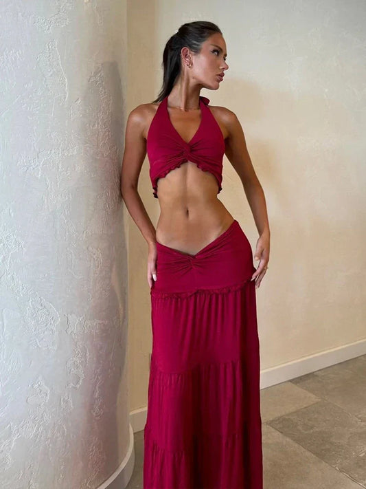 Zomerse Maxi Jurk Dames Halter-1